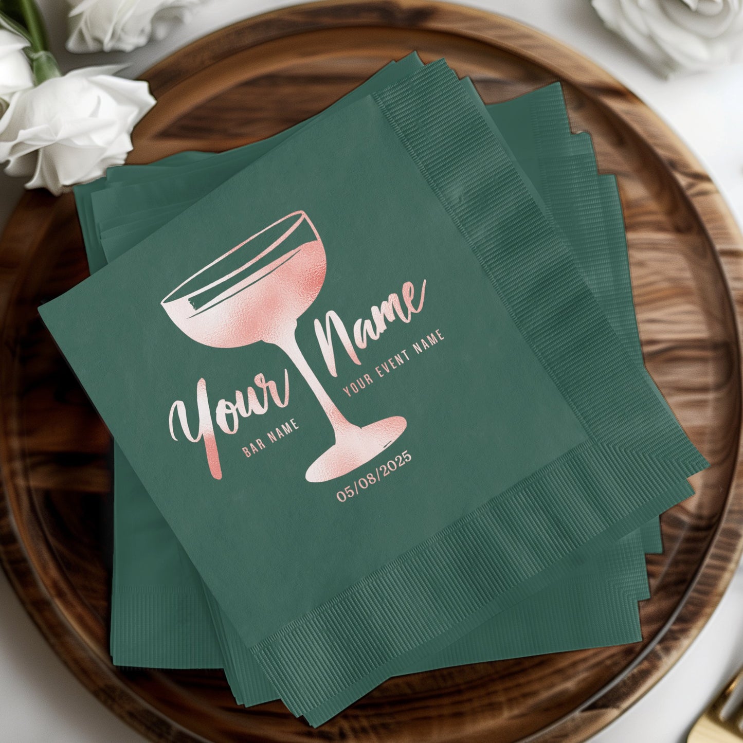 Personalized Event Date Custom Cocktail Napkin product