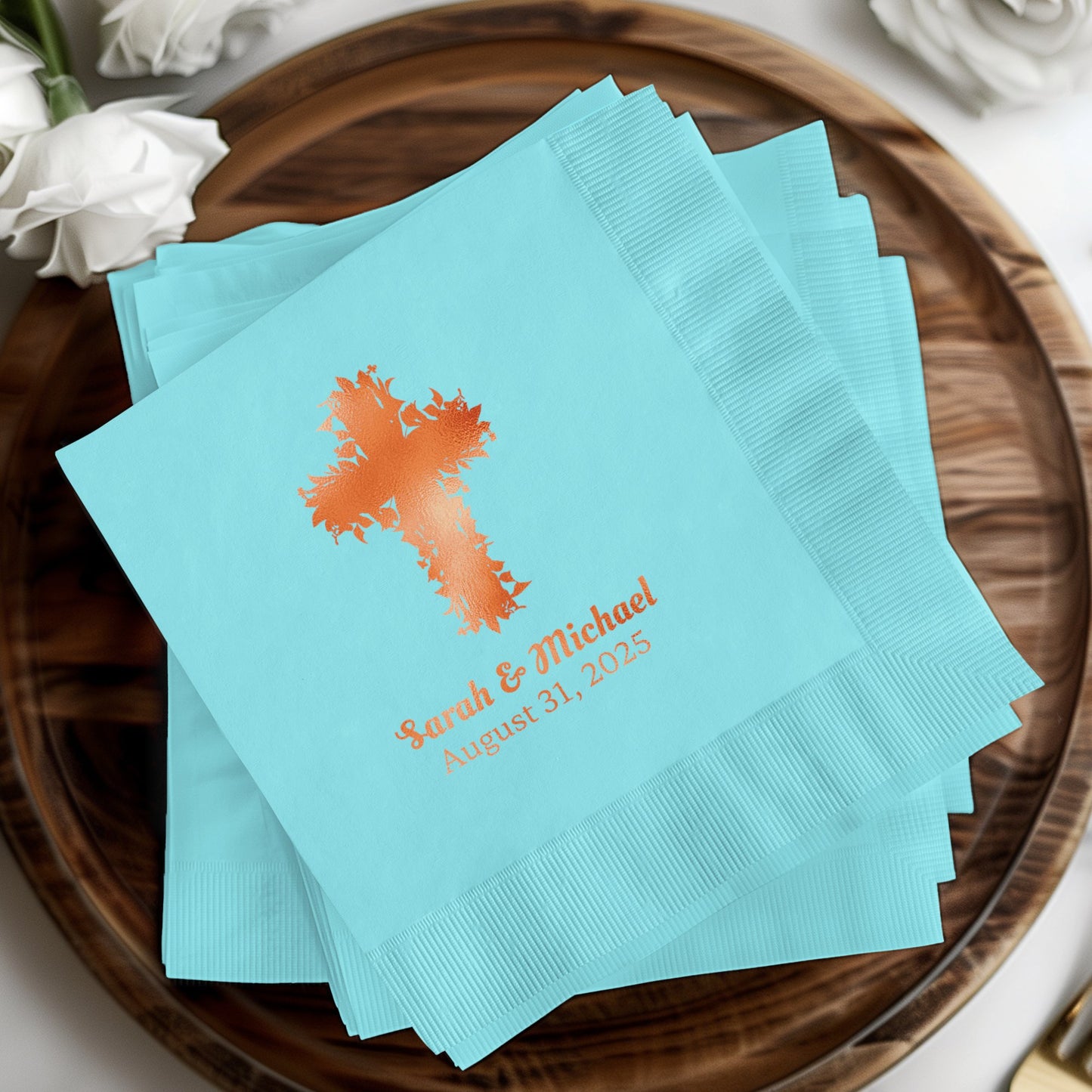 Personalized Wedding Date Cross Napkins product