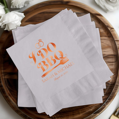 I Do BBQ Personalized Wedding Napkins Party Product