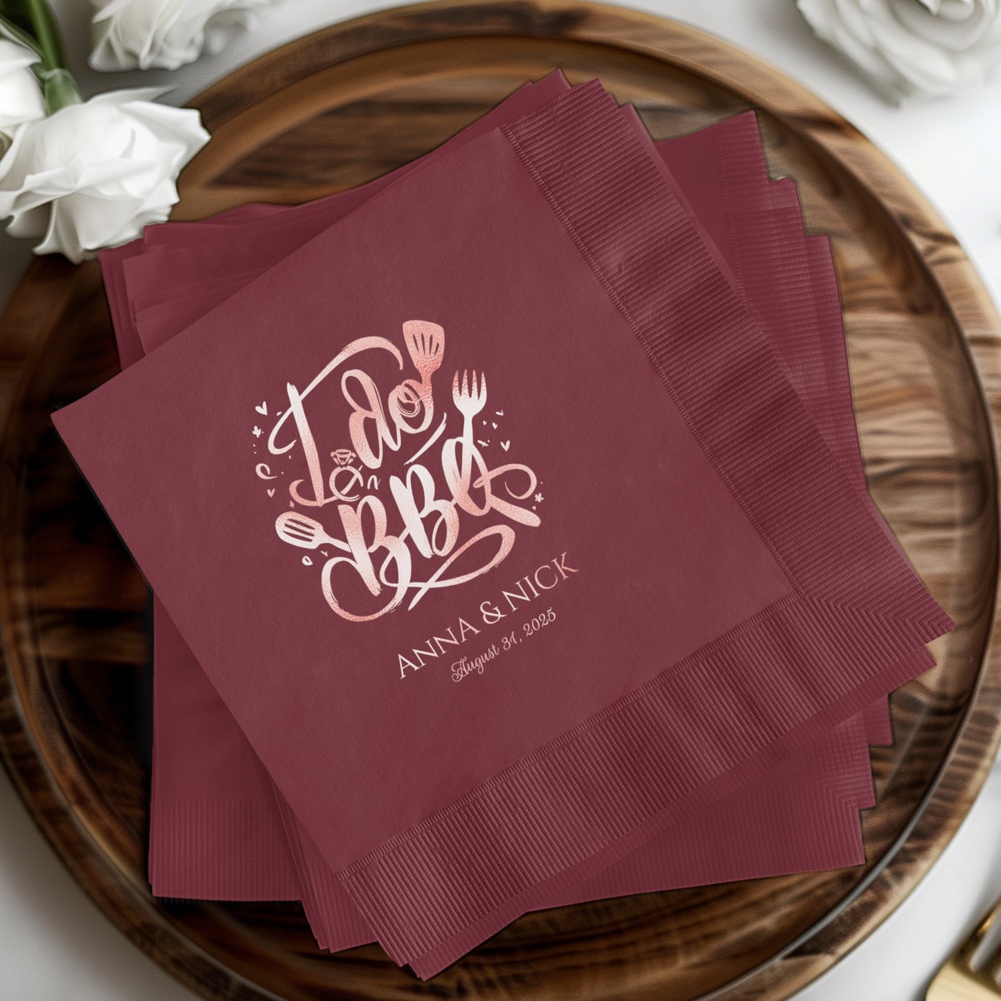 Romantic Personalized Wedding Napkins Product
