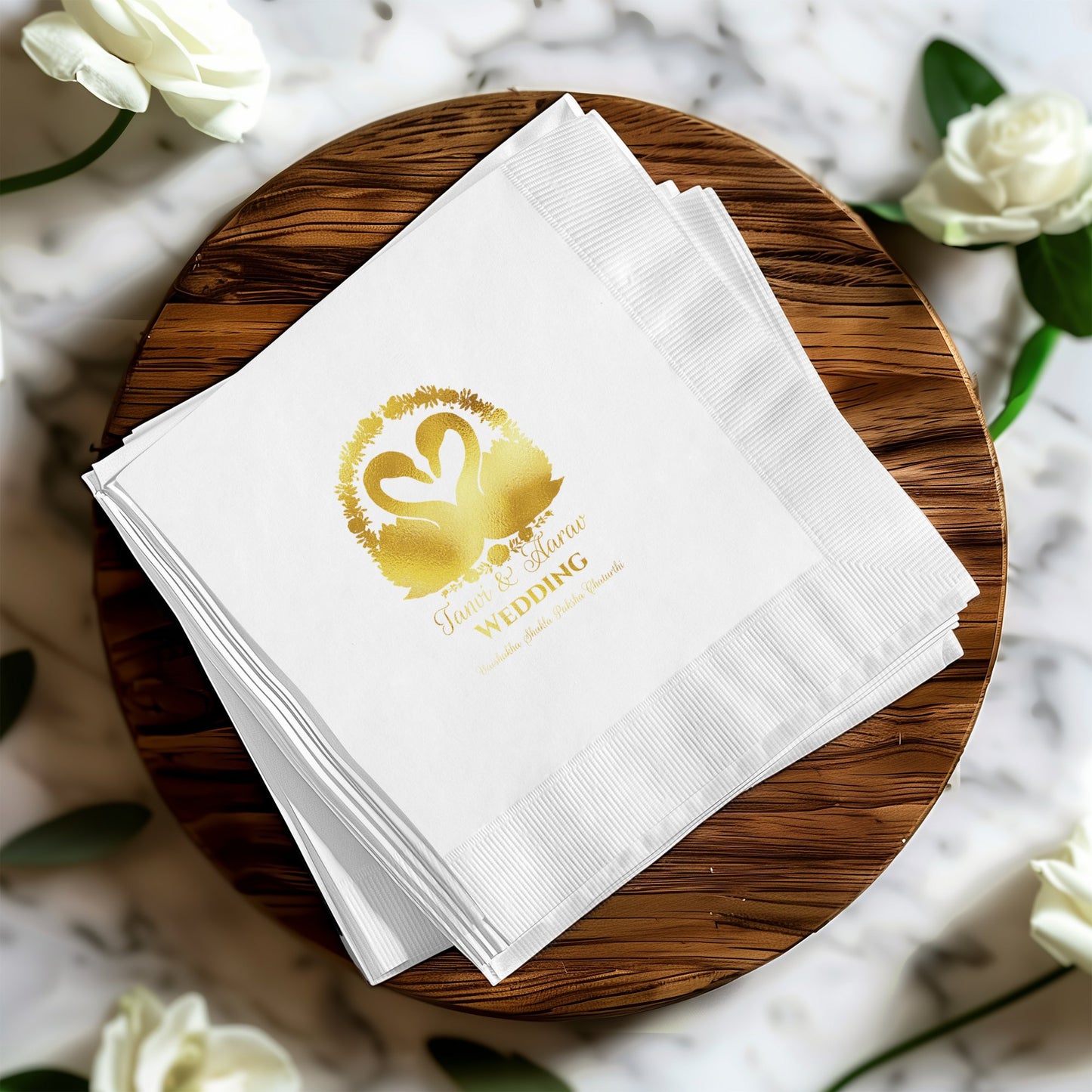Personalized Wedding Swans Printed Event Napkin product