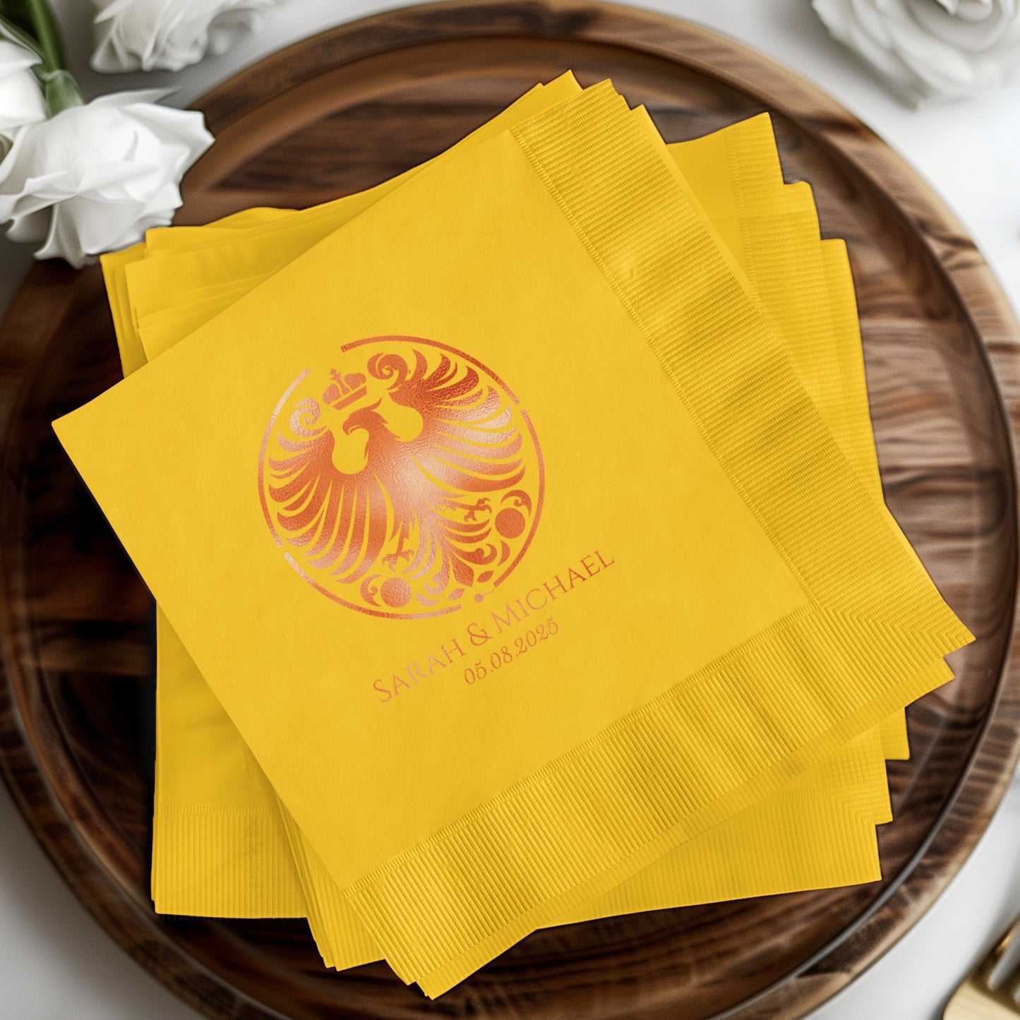 Golden Custom Designed Wedding Napkins product