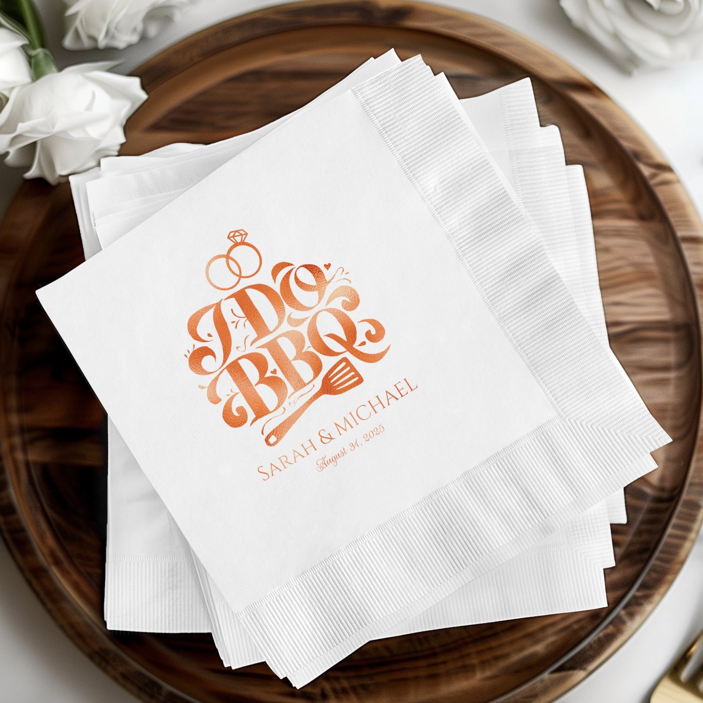 I Do BBQ Custom Printed Wedding Napkins product