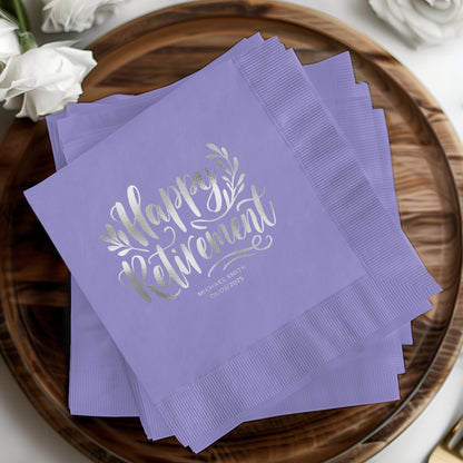 Happy Retirement Custom Printed Purple Napkin product