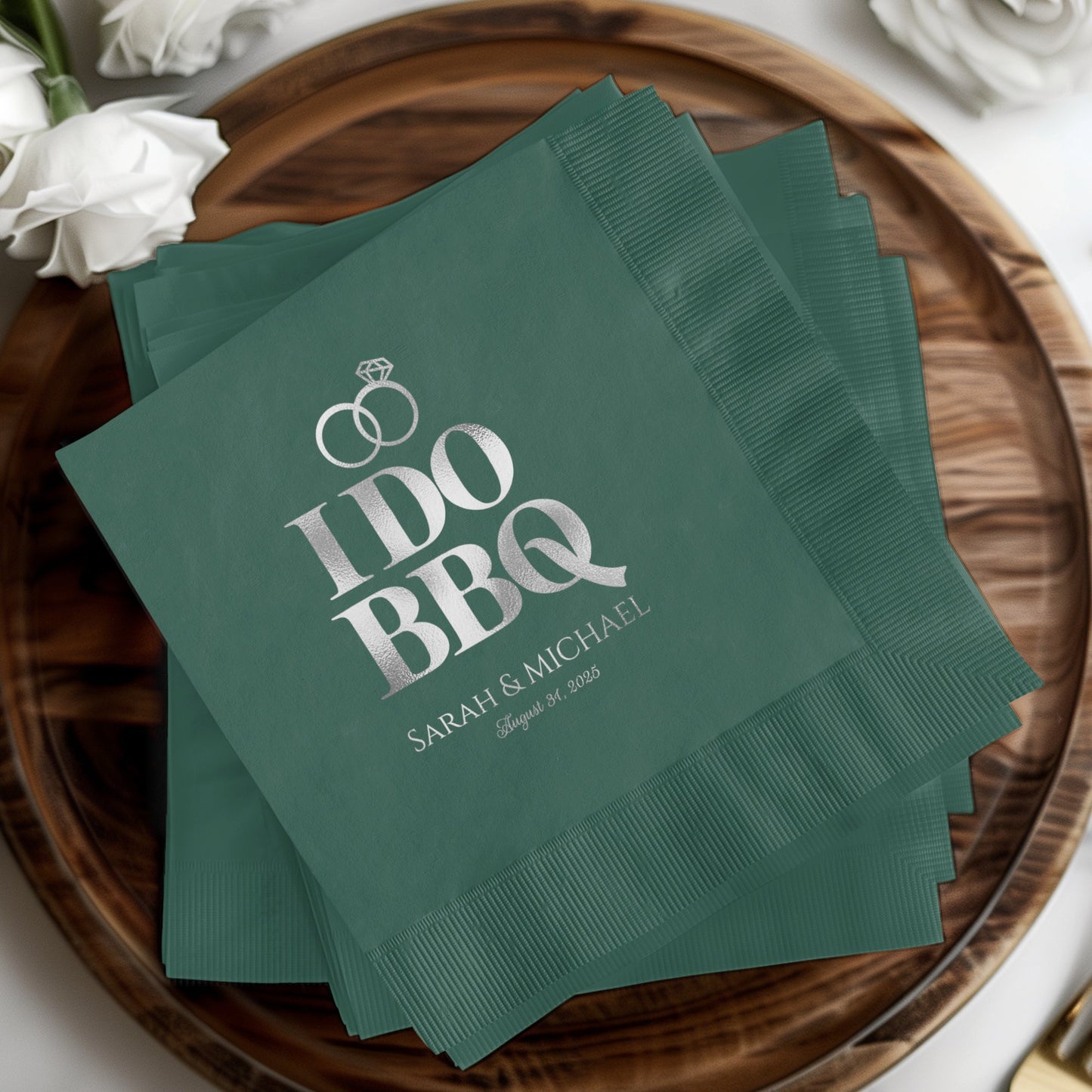 I Do BBQ Party Napkins with Wedding Rings Design product