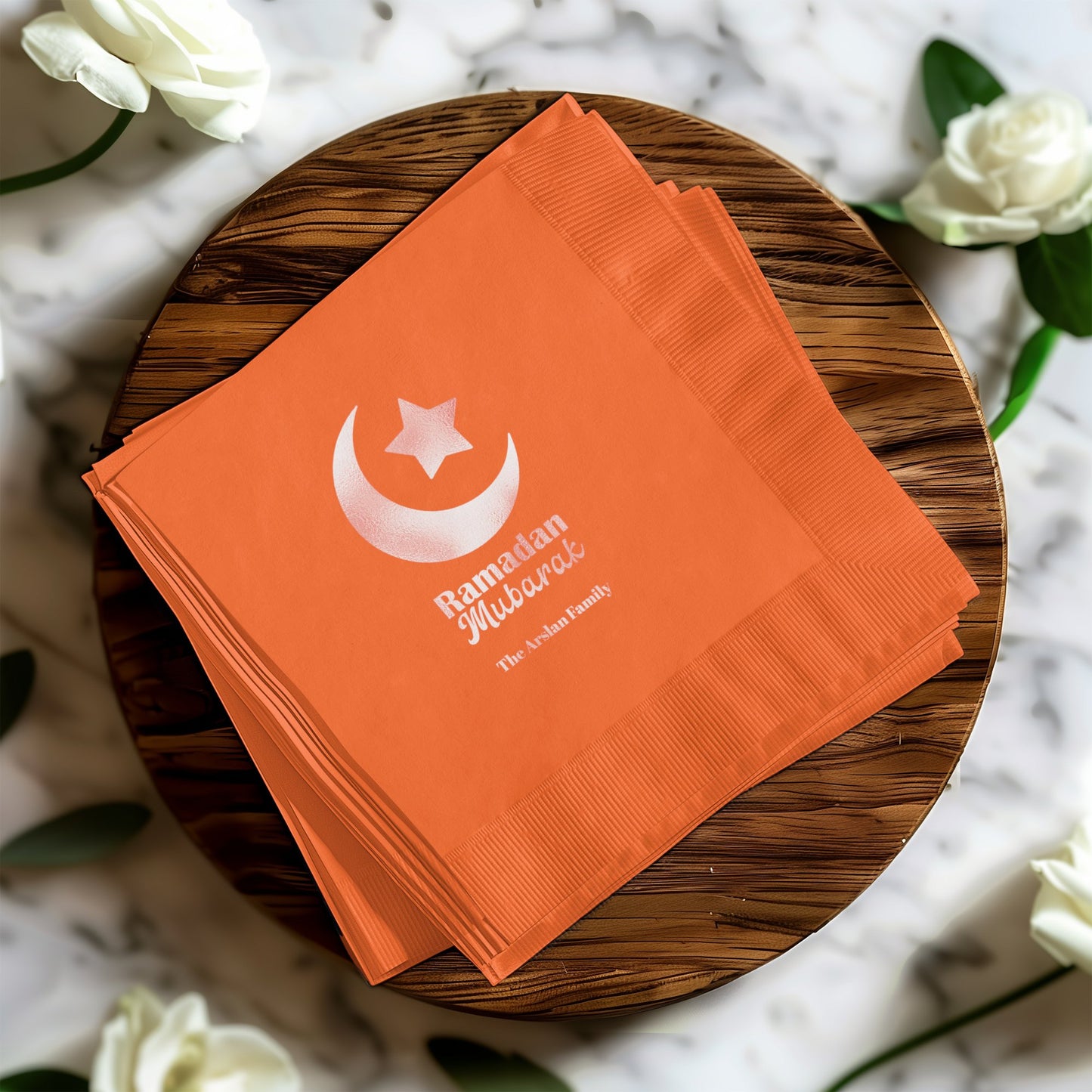 Ramadan Mubarak Orange Personalized Napkin product type