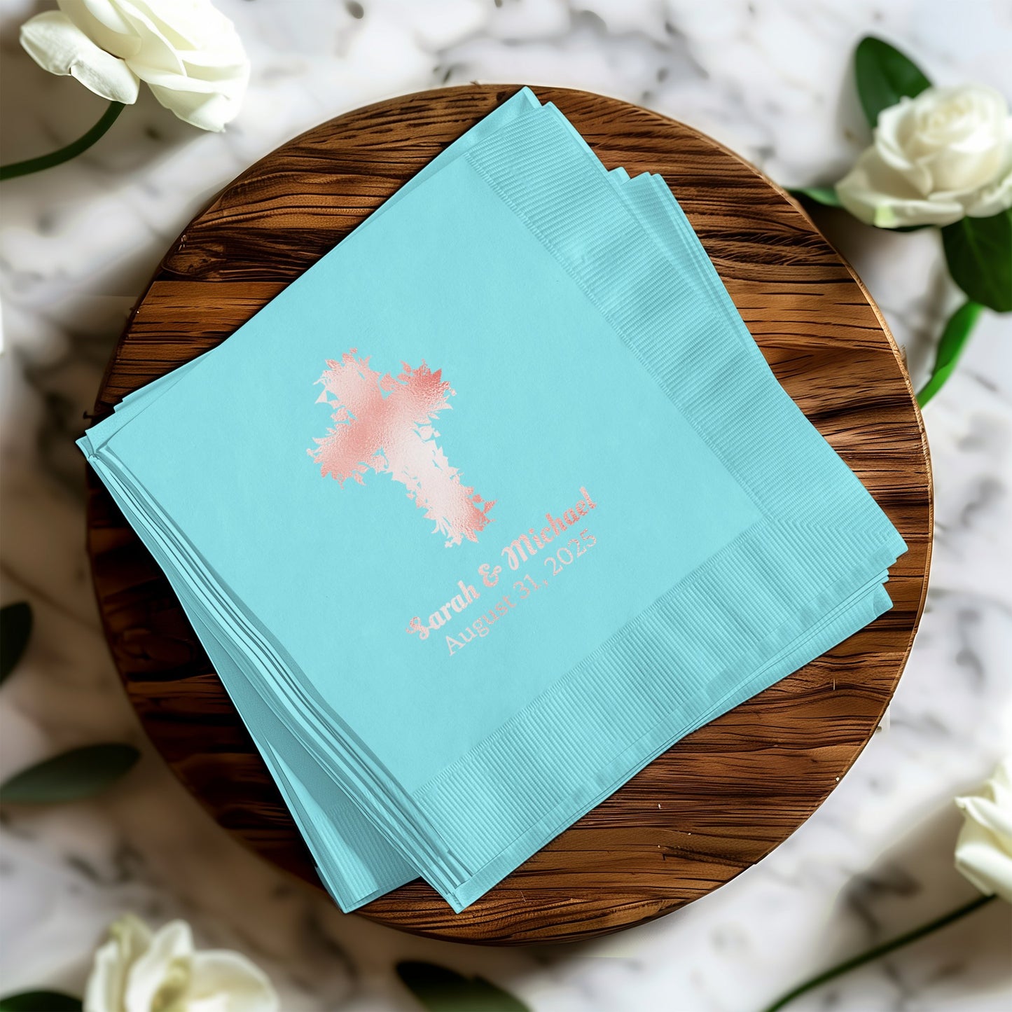 Elegant Personalized Cross Design Napkin product