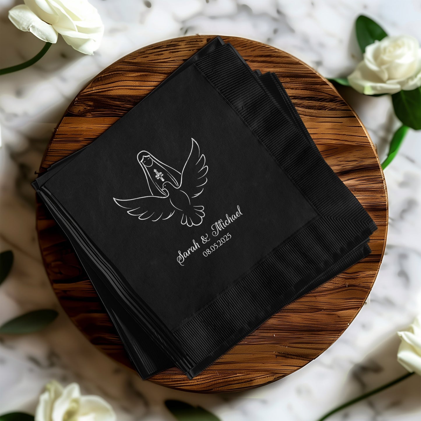 Personalized Wedding Dove Design Custom Napkins product