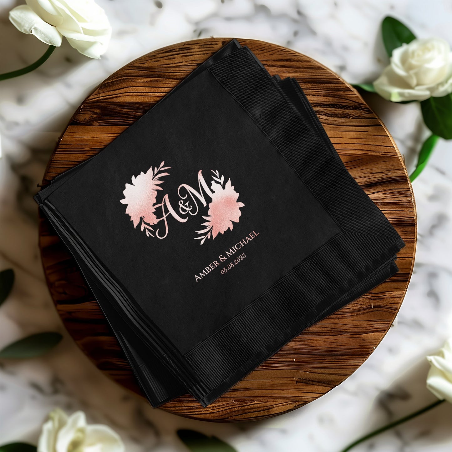 Floral Initials Wedding Napkins Product