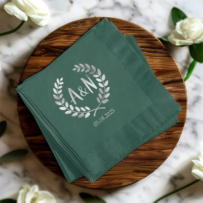 Personalized Green Wedding Napkin Product