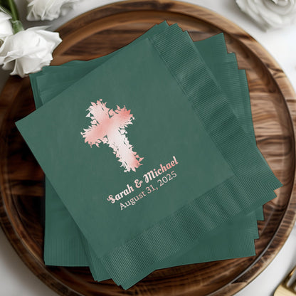Personalized Cross Design Wedding Napkin product type