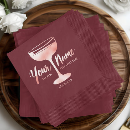 Personalized Burgundy Cocktail Napkin Product