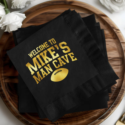 Welcome To Mike's Man Cave Black Party Napkins product type