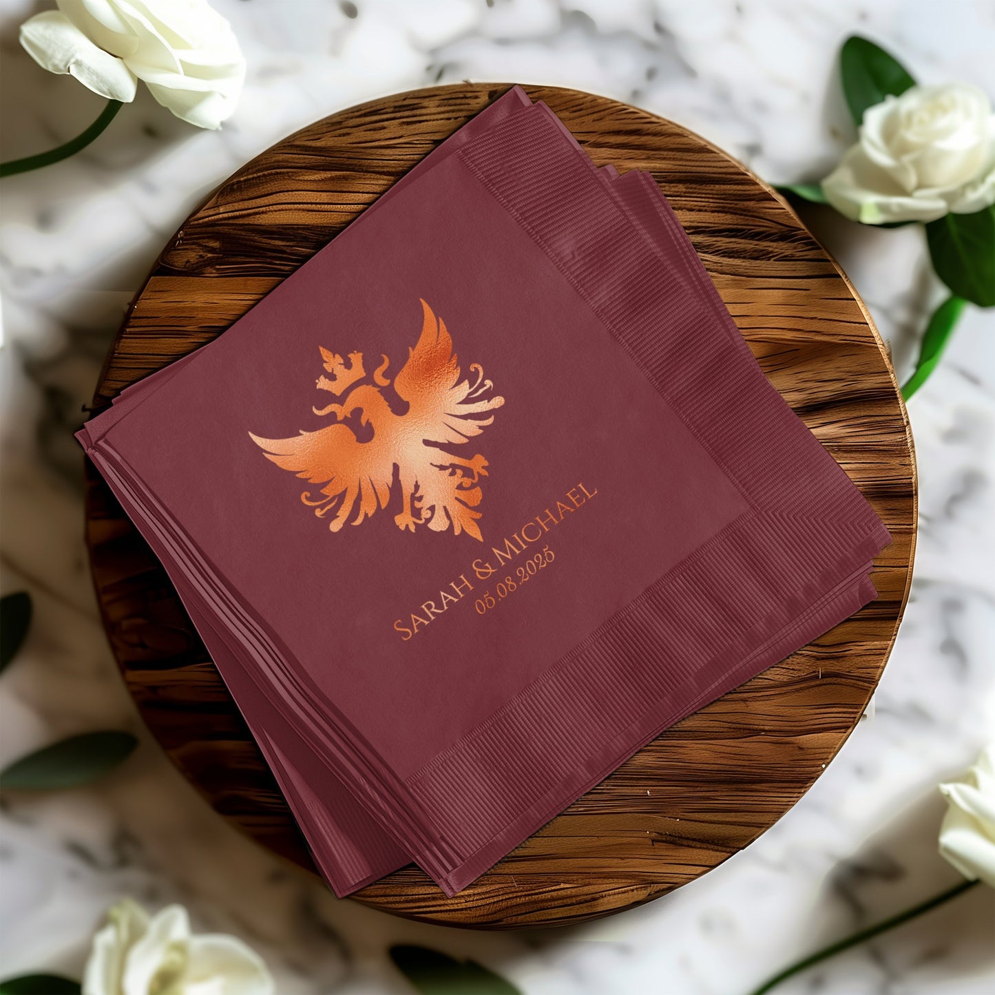 Personalized Maroon Napkins with Phoenix Design product type
