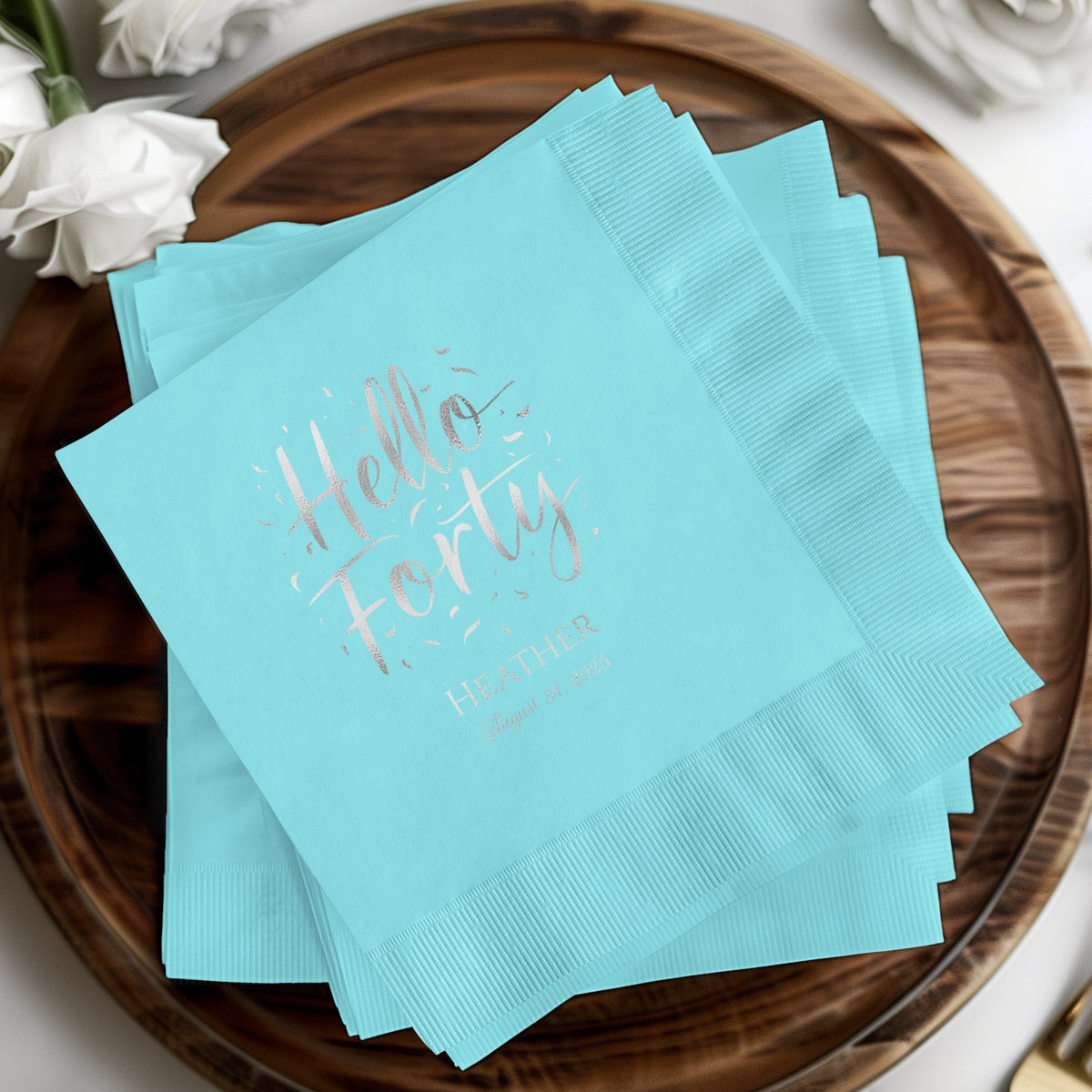 Hello Forty Custom Printed Birthday Napkins product type