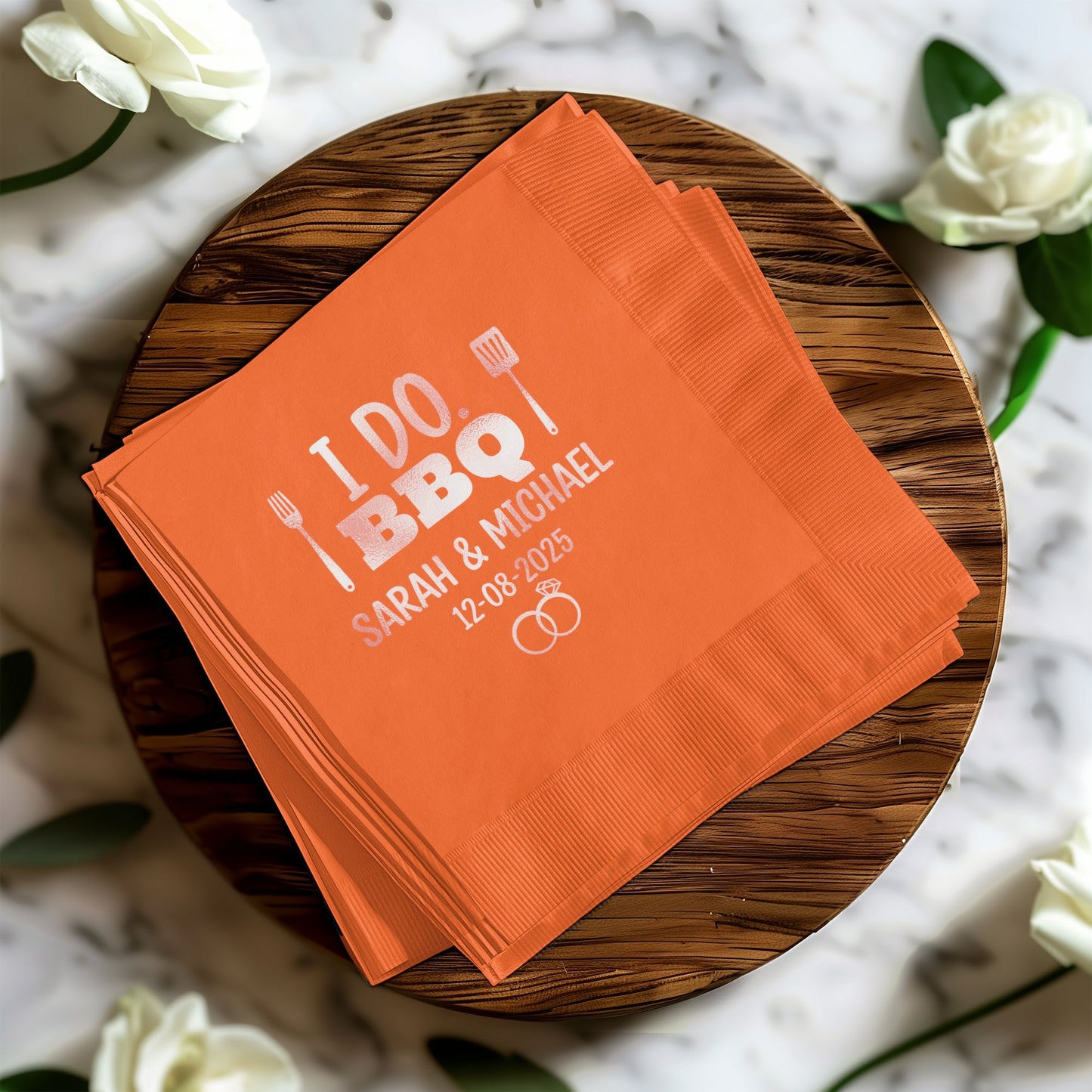 I DO BBQ with Names and Date Custom Napkins product
