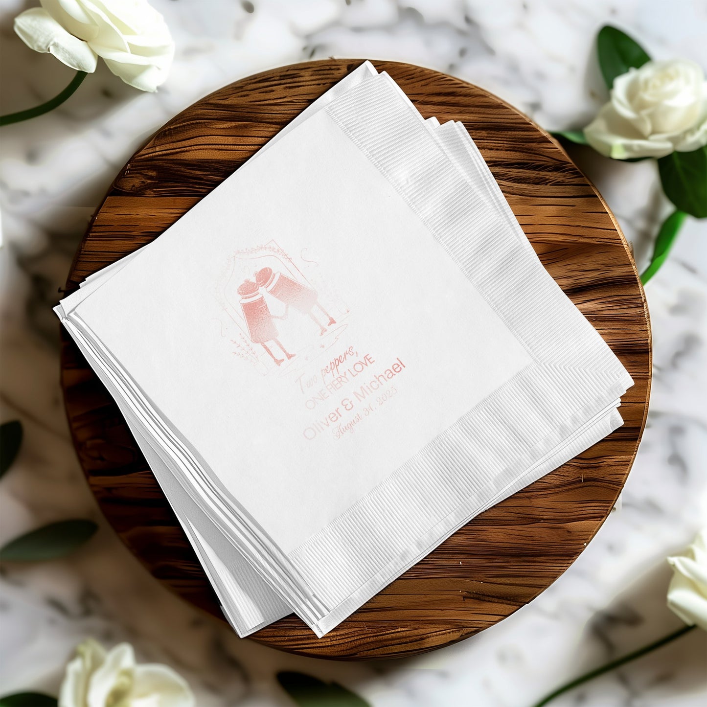 Personalized Wedding Napkins Celebrating Love Product