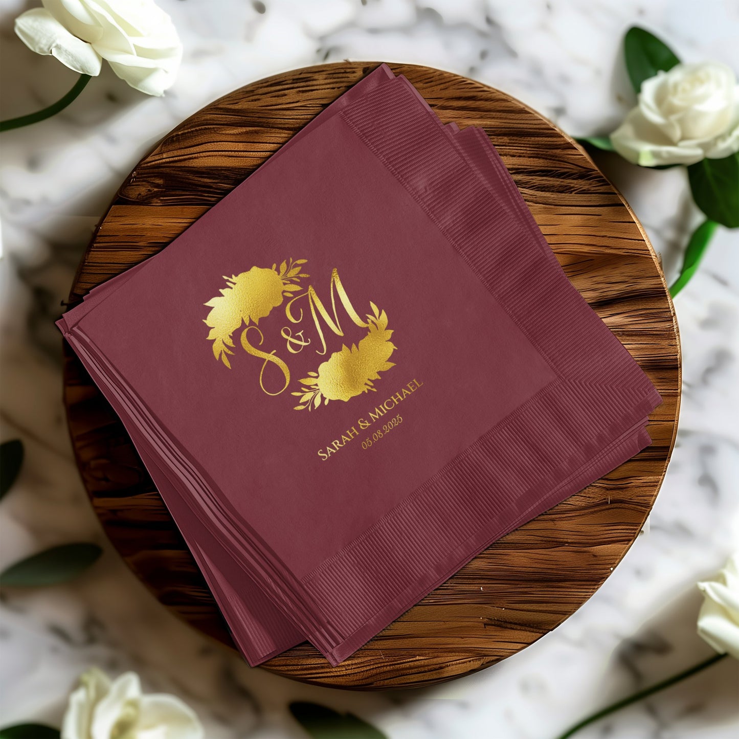 Personalized S & M Wedding Date Napkin product