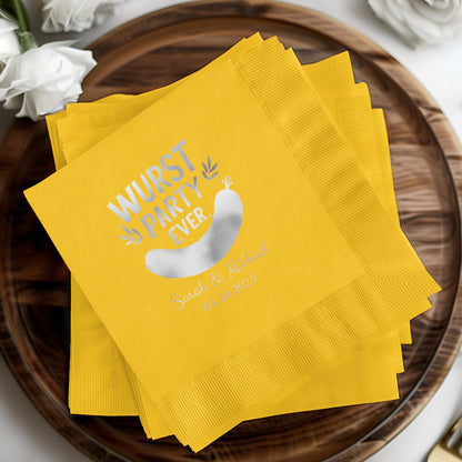 Wurst Party Ever Custom Event Yellow Napkins product
