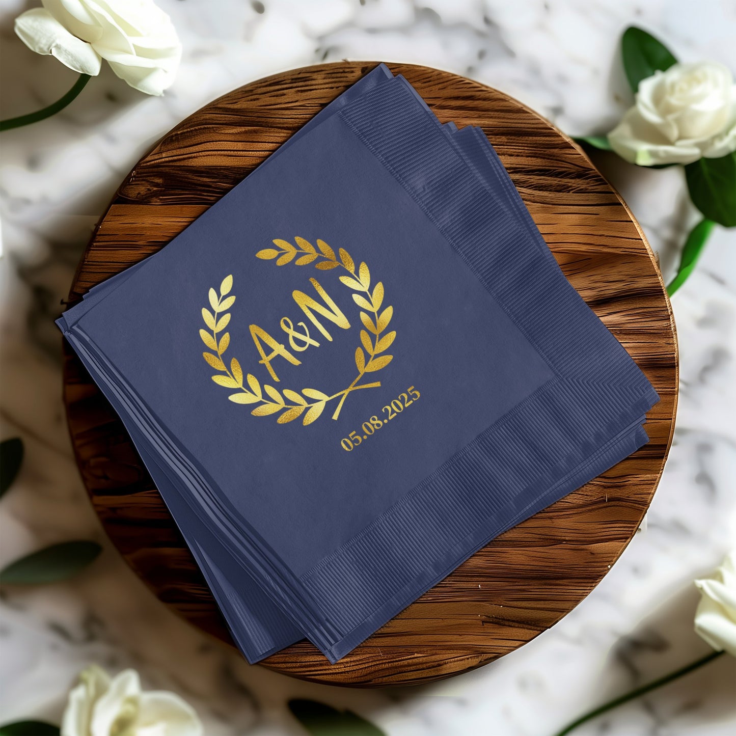 Personalized Elegant Navy Blue Napkins product type