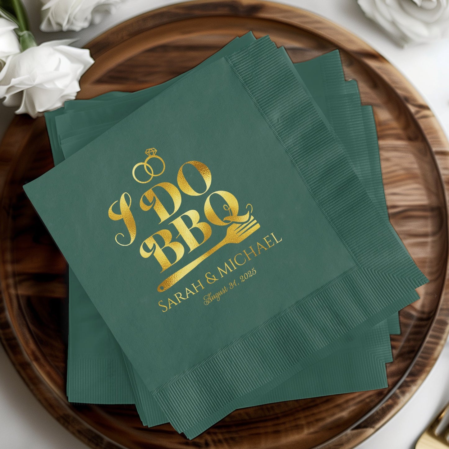 Custom Green Wedding I Do BBQ Napkins product type