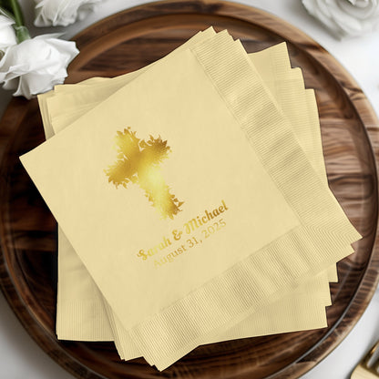 Personalized Wedding Cross Design Napkins product