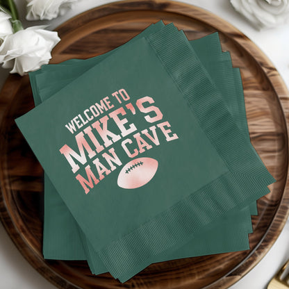 Welcome to Mike's Man Cave Football Napkin product type