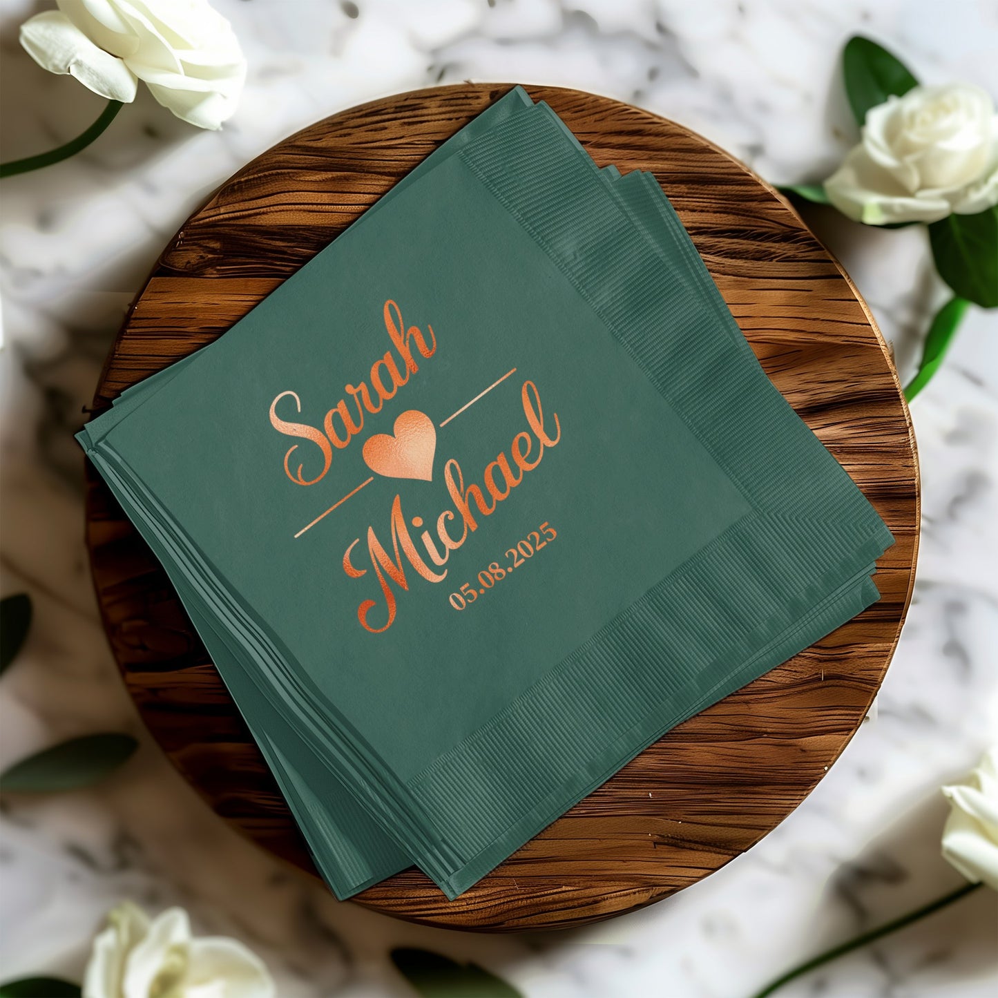Personalized Sarah Michael Wedding Date Napkin product