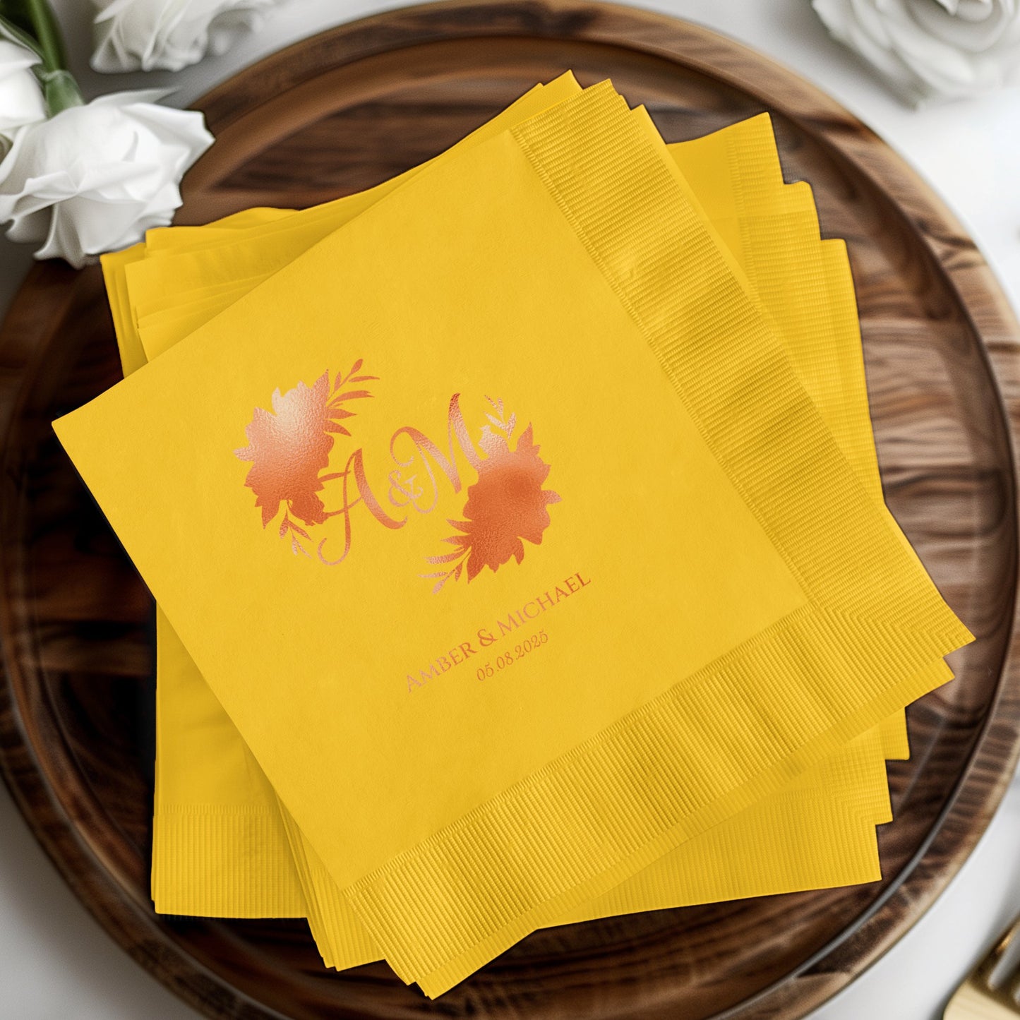 Yellow Personalized Wedding Monogram Napkin product