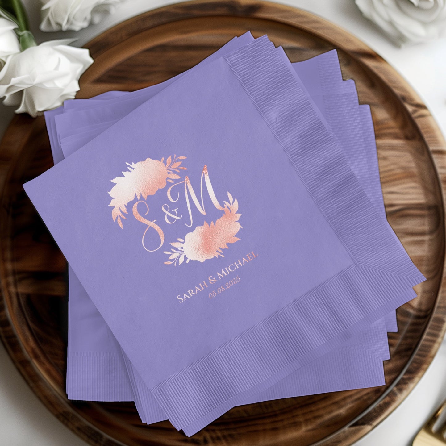 Personalized Floral Monogrammed Wedding Napkins product