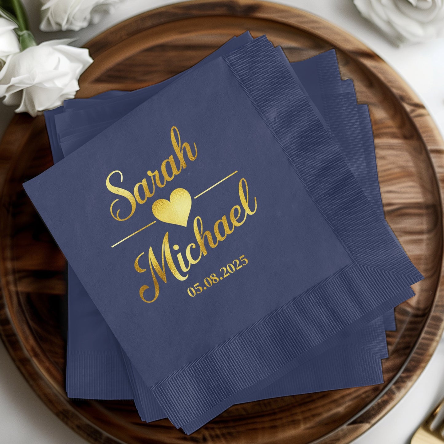 Customized Wedding Napkins with Heart Design Product