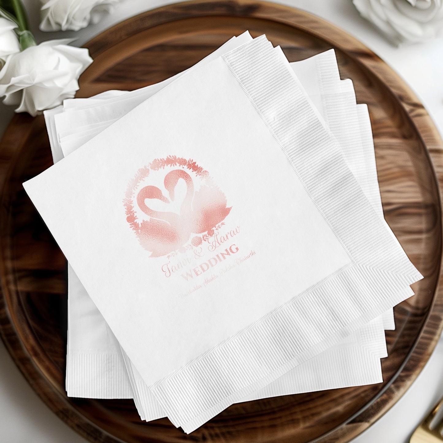 Elegant Swans Design Wedding Napkins product type