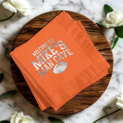 Welcome to Mike's Man Cave Football Napkin product