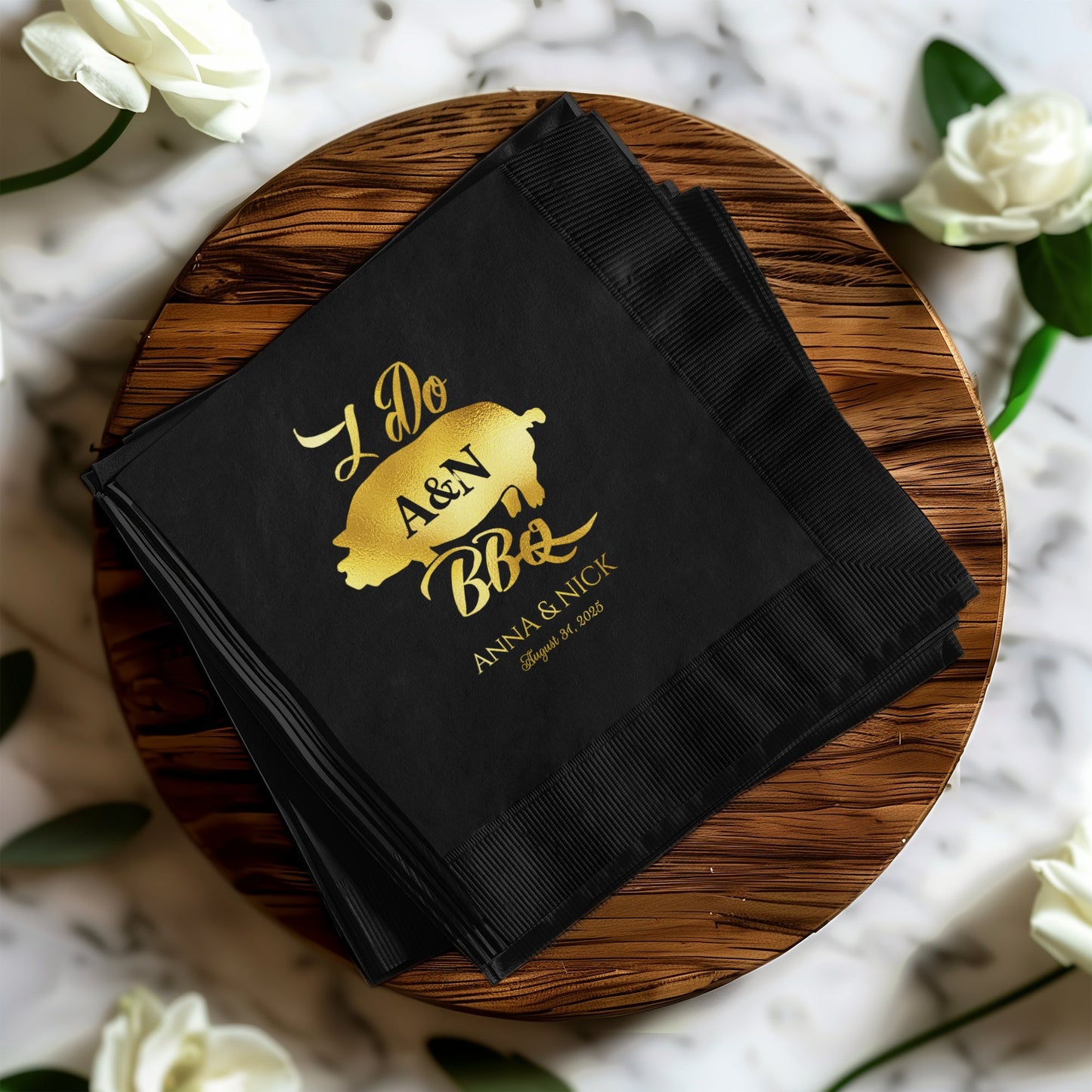 Elegant Custom I Do A&N BBQ Anna & Nick Date Napkin product type