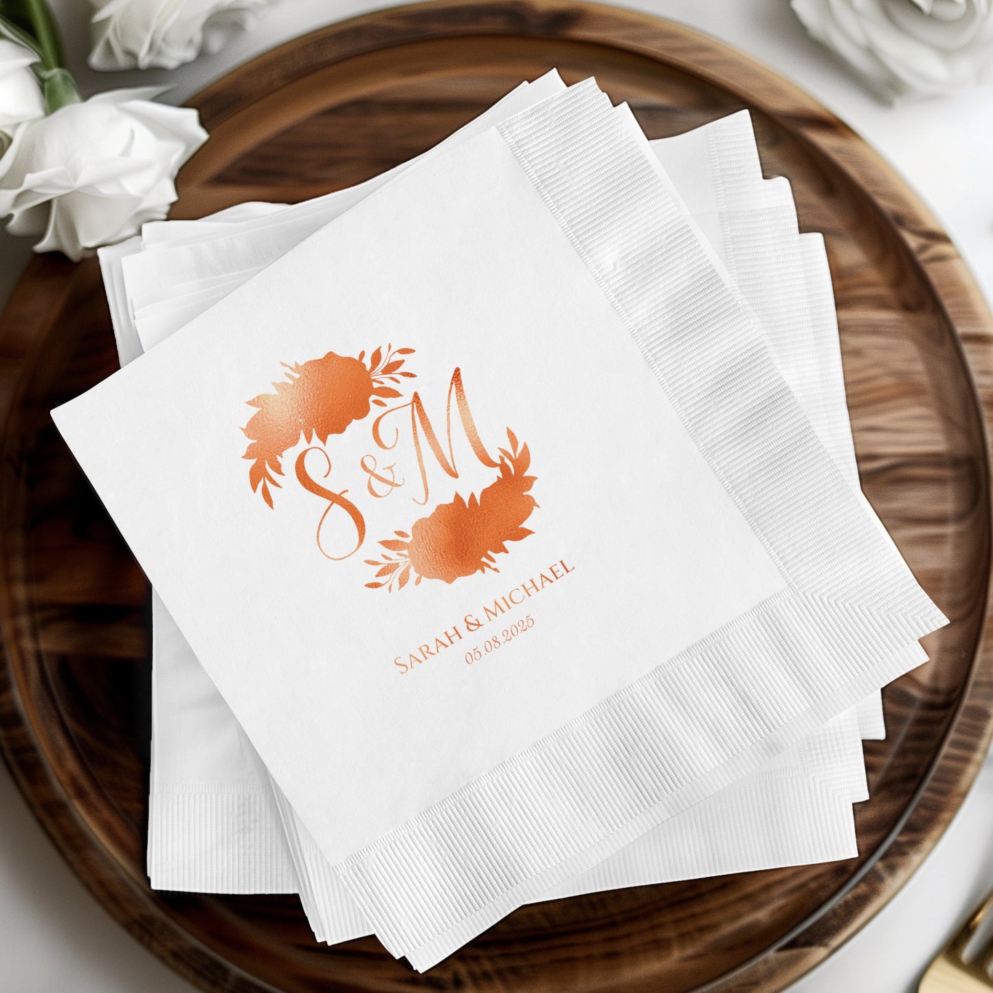 Personalized Wedding Initials and Date Napkins Product