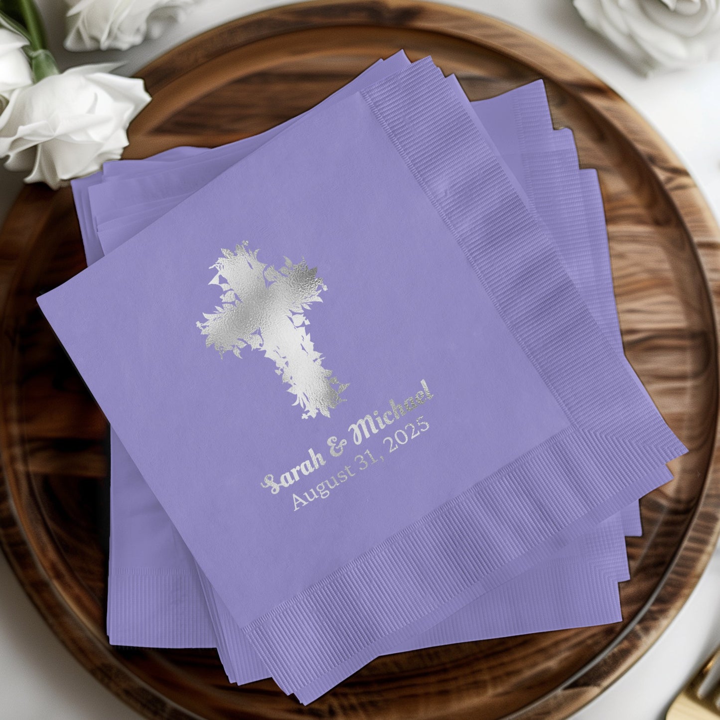 Personalized Cross Design Wedding Napkins product
