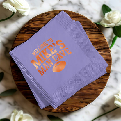 Welcome to Mike's Man Cave Football Napkin product
