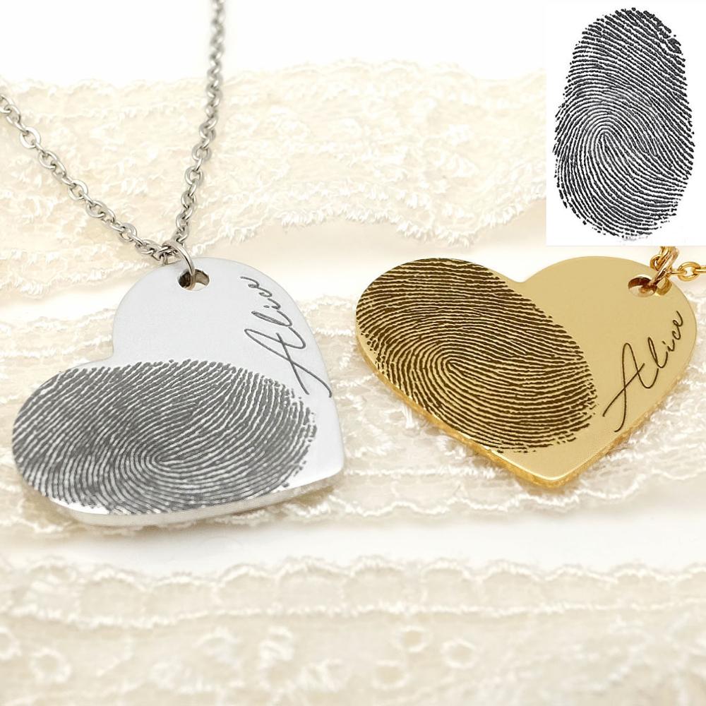 Personalisierte Fingerabdruck-Halskette, personalisierte Herz-Halskette, Namenskette, Erinnerungsgeschenk, Weihnachtsgeschenk, Valentinstagsgeschenk