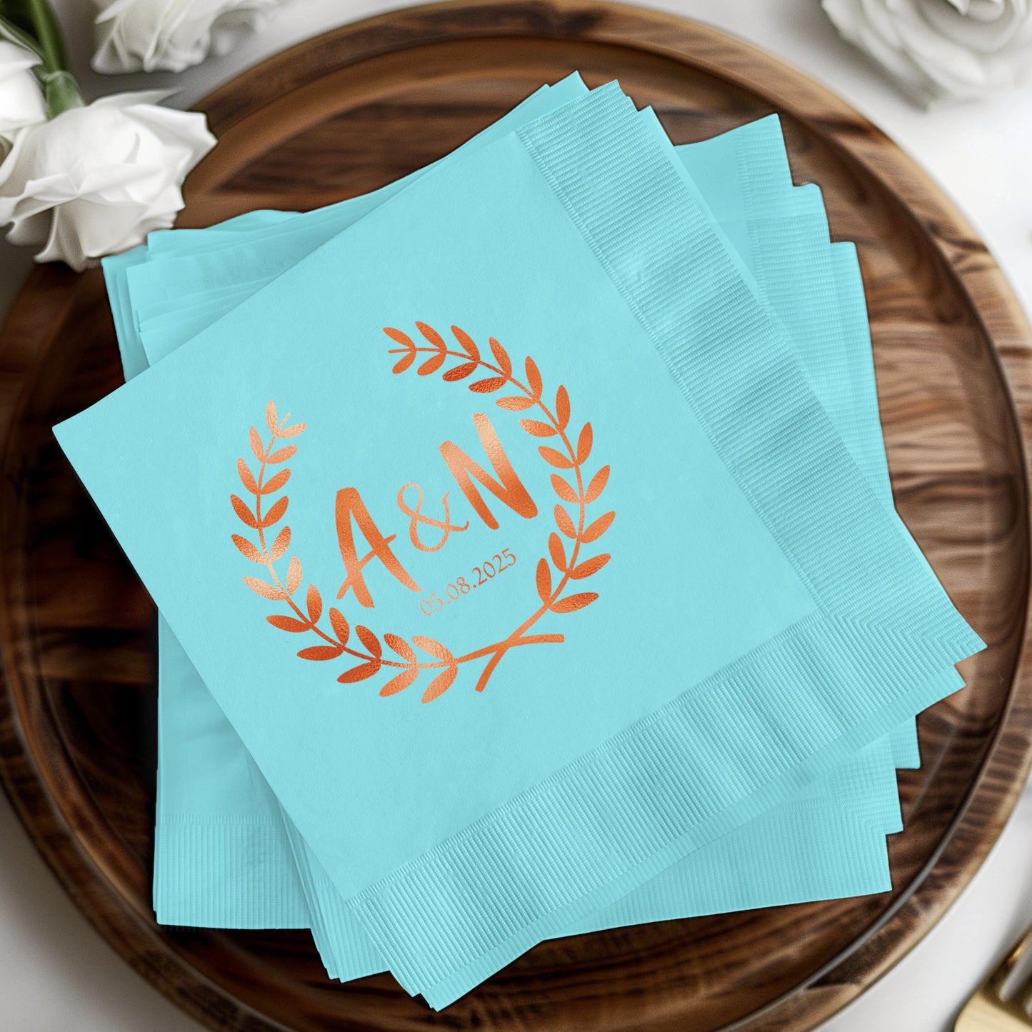Personalized Blue Wedding Napkins Custom Product