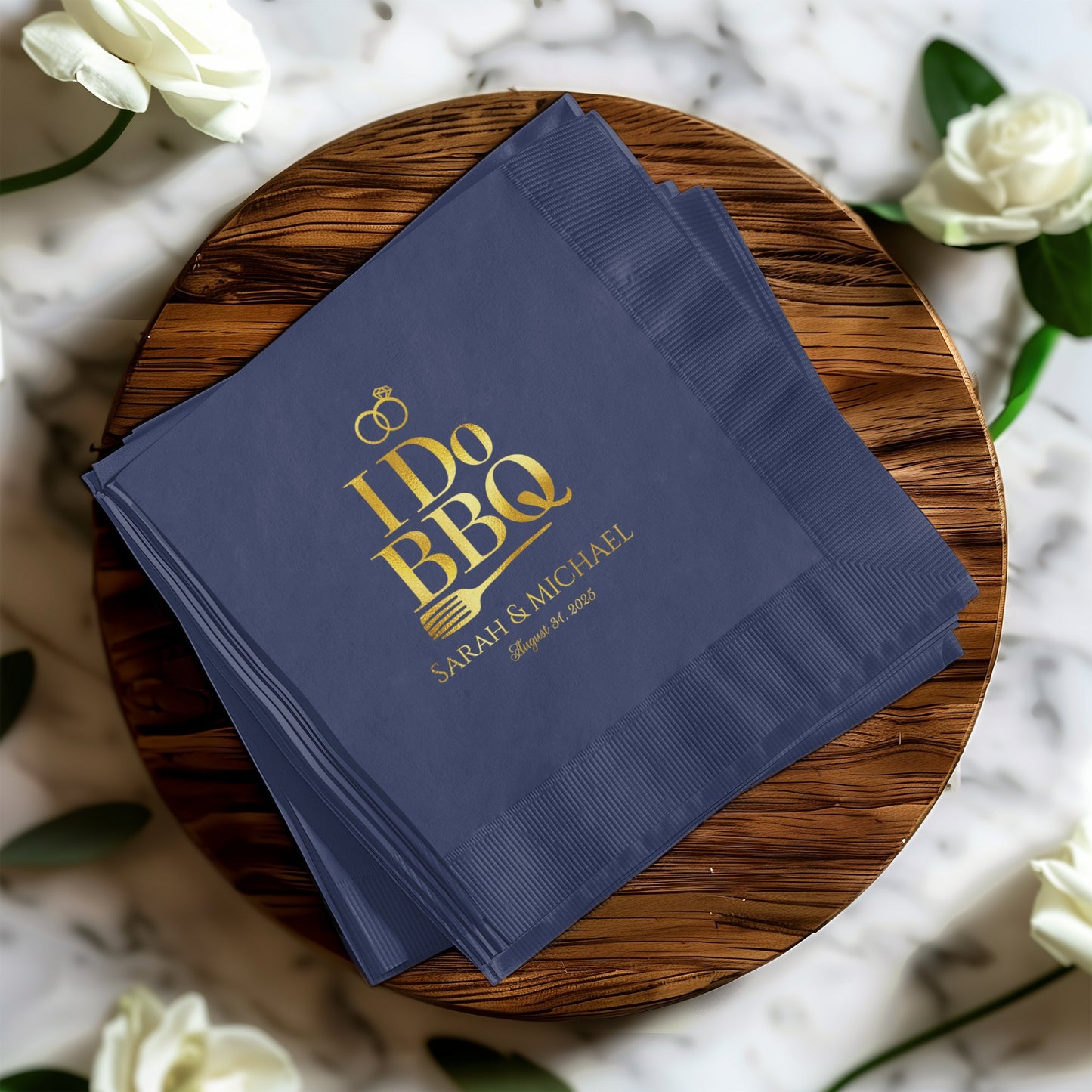 I Do BBQ Sarah and Michael Custom Party Napkins product type