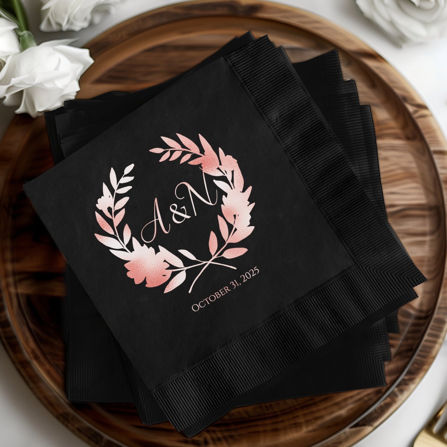 Personalized Wedding Date and Initials Napkin Product