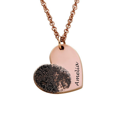 Personalisierte Fingerabdruck-Halskette, personalisierte Herz-Halskette, Namenskette, Erinnerungsgeschenk, Weihnachtsgeschenk, Valentinstagsgeschenk
