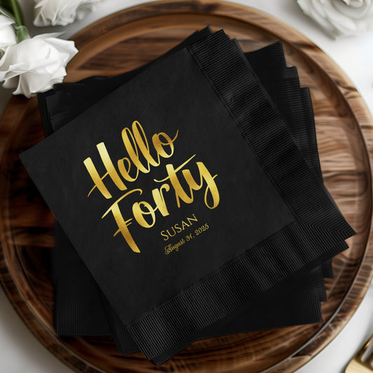 Hello Forty Personalized Party Napkin product type