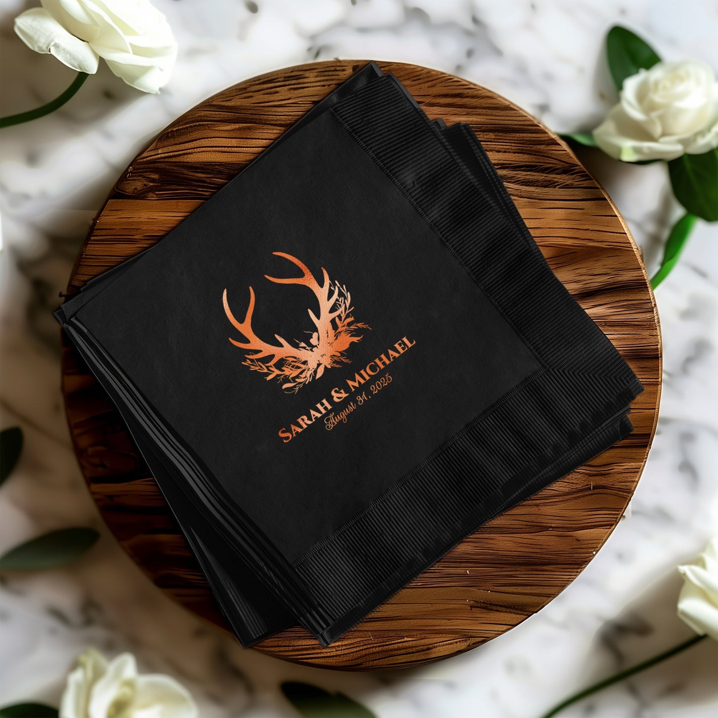 Elegant Custom Antler Design Wedding Napkins product