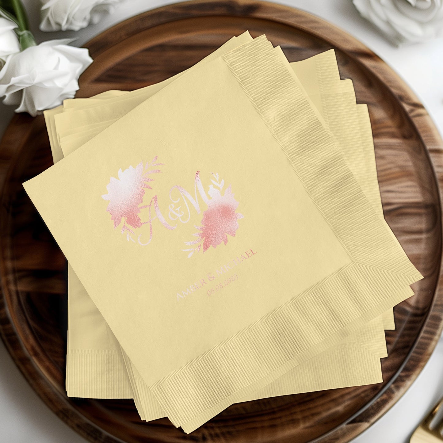 Floral Personalized Initials Wedding Napkins product