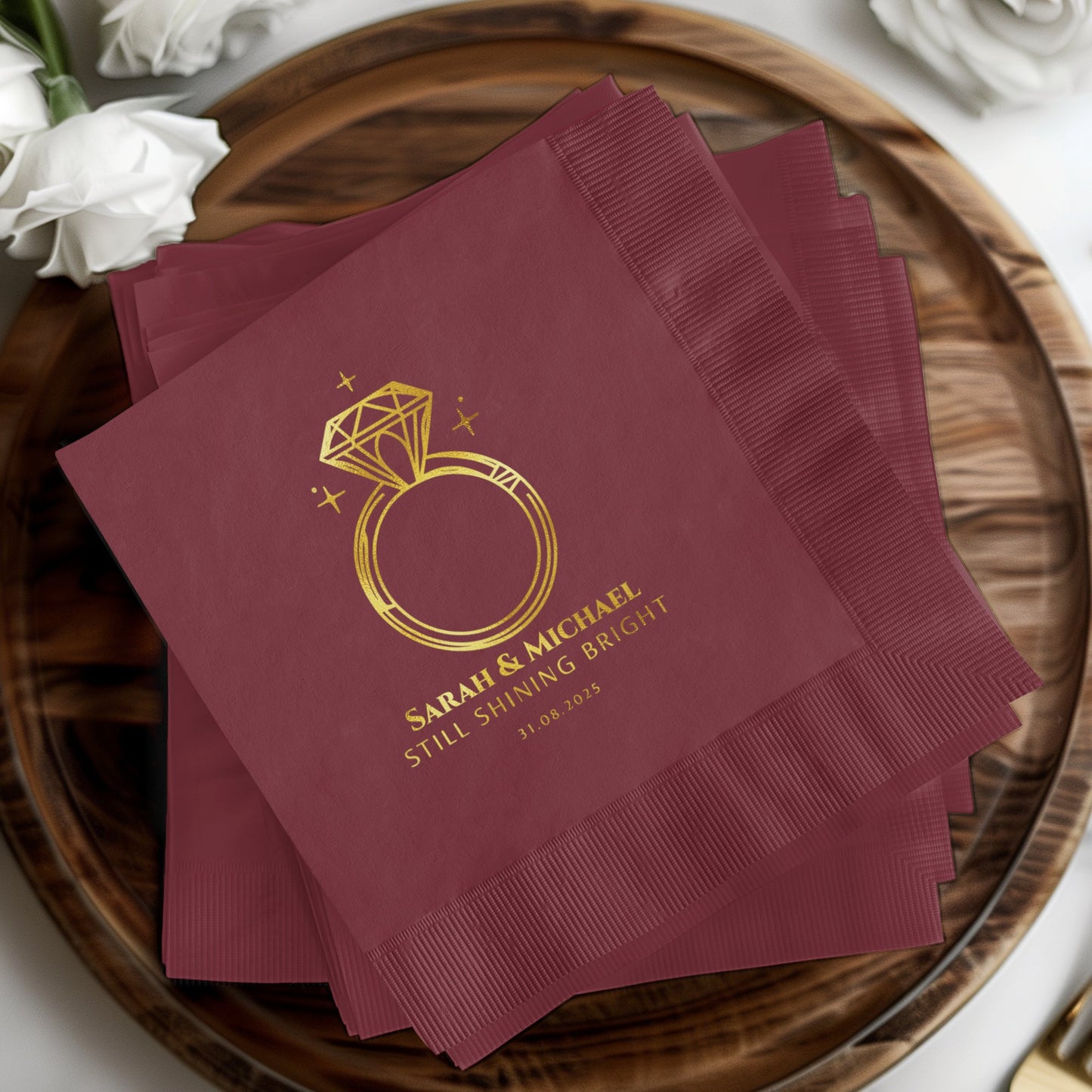 Personalized Wedding Napkins with Elegant Ring Design product