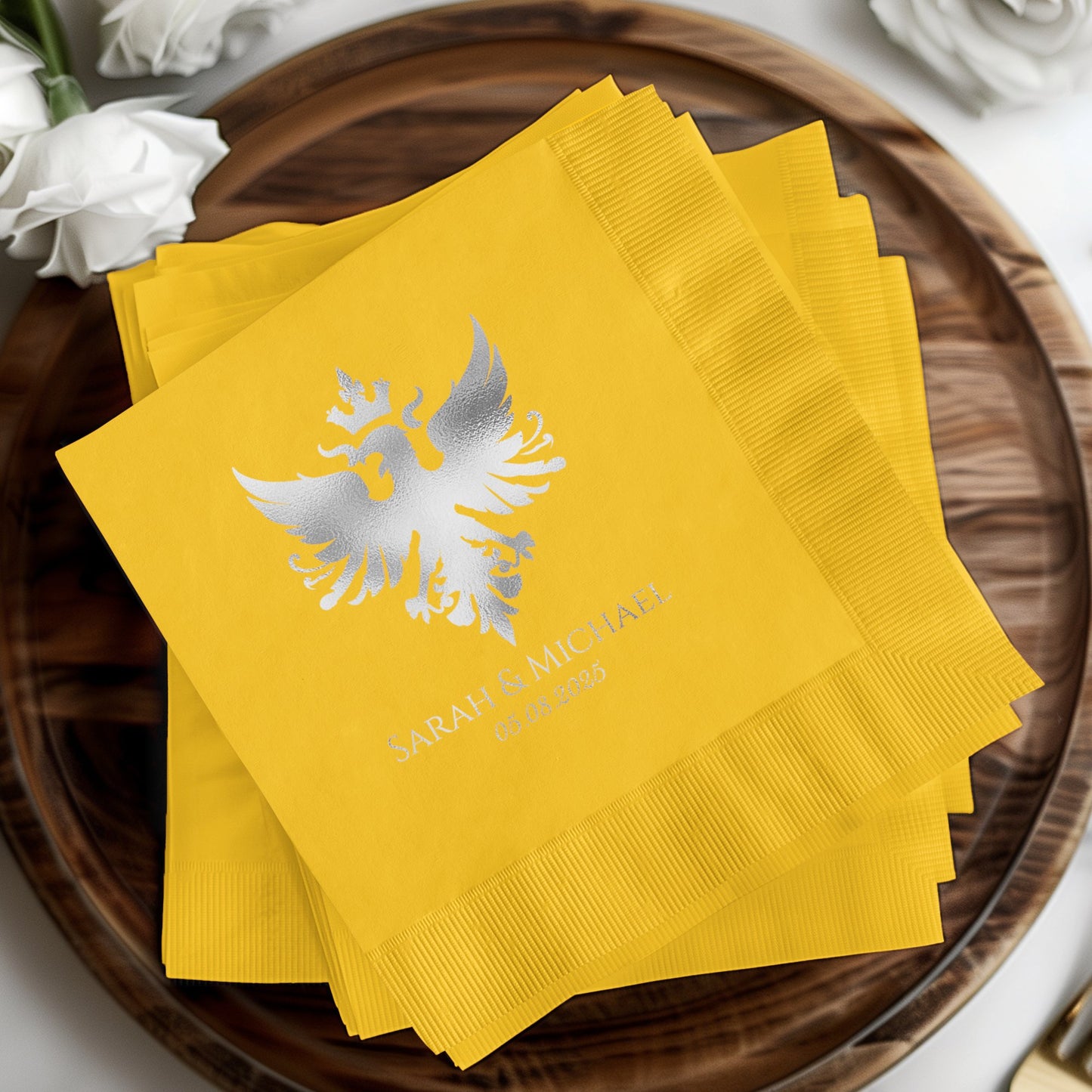 Personalized Gold Wedding Napkins Elegant Party product type
