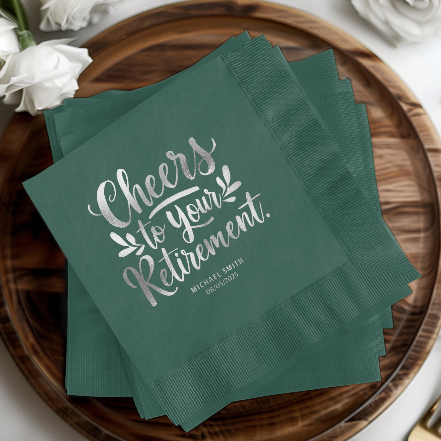 Cheers to Your Retirement Green Napkins product