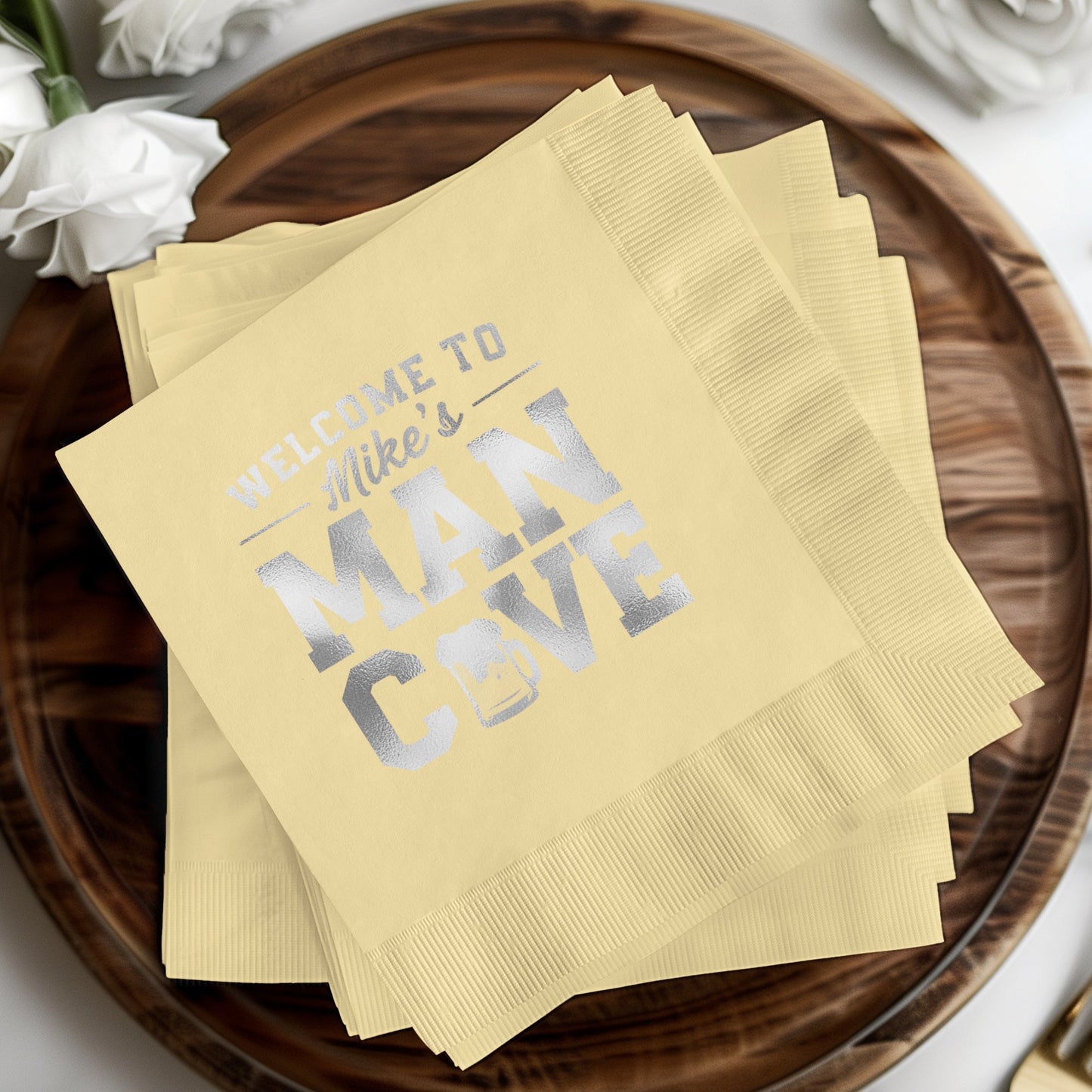Welcome to Mike's Man Cave Decorative Napkin product type