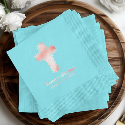 Personalized Cross Design Wedding Napkins product